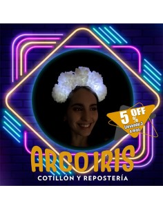 Luminoso Vincha Crisantemo Blanca Xu +3-5% Promo Por Cantidad Primavera Vincha Clavel Seda