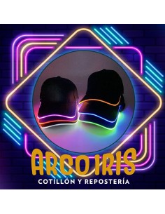 Luminoso Gorra Negra Con Hilo Led -blanca- Verde/naranja/fucsia