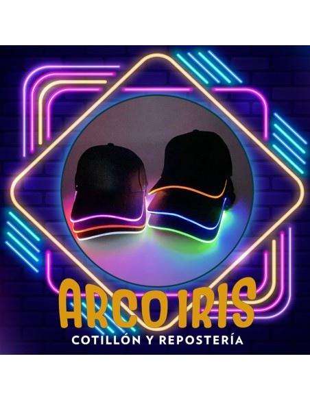 Luminoso Gorra Negra Con Hilo Led -blanca- Verde/naranja/fucsia