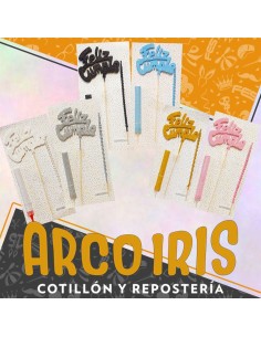 Topper Kit Frase Feliz Cumple +10-5% Con Vela Finita + Bengala Promo Por Cantidad Decorativos Cake Topper Decorativos Cake To