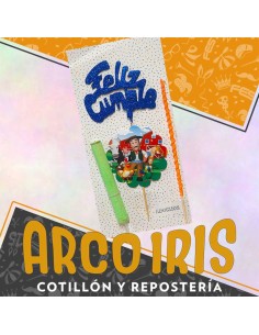 Topper Kit Personajes Frase Feliz Cumple +10-5% Con Vela Finita + Bengala Promo Por Cantidad Decorativos Cake Topper Zenon/st 2