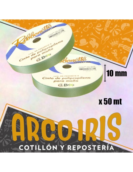 Cinta 10 X 50 Ribbonette Verde Agua - Polipropileno