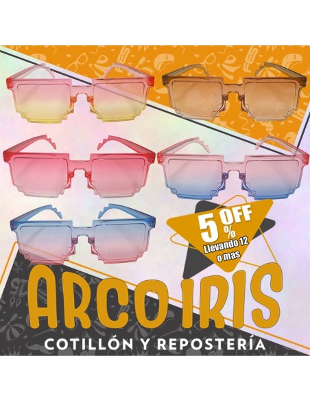 Anteojo Pixel Color En Degrade +12-5% Varios Colores Lentes Pixel Rojo-rosa-violeta-marron-azul Combinado Promo Por Cantidad
