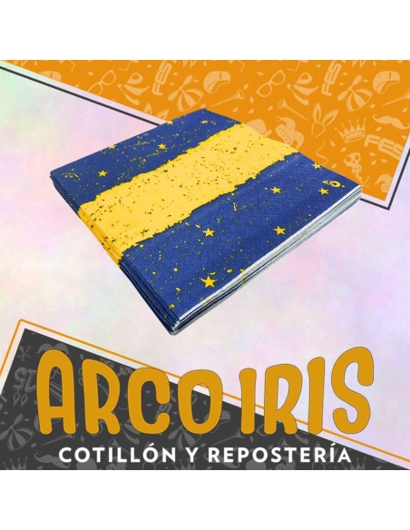 Boca Servilleta X 20 U - Premiun Equipos Futbol Azul Y Oro