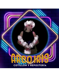 Luminoso Set Boa Y Vincha Hawaiana Blanco - Primavera