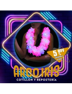 Luminoso Collar Hawaiano Fucsia Premium Xu +3-5% - Promo Por Cantidad Collar Clavel Seda Primavera