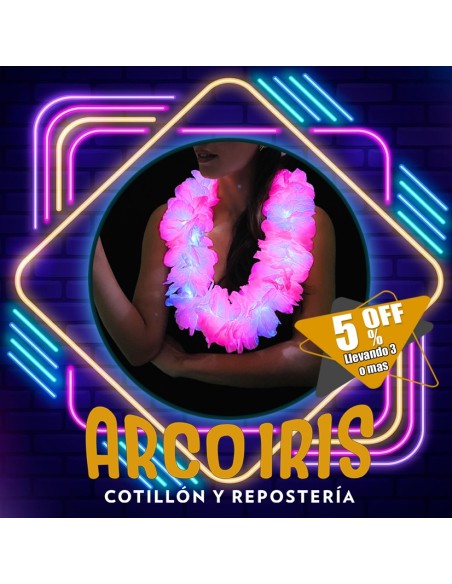 Luminoso Collar Hawaiano Fucsia Premium Xu +3-5% - Promo Por Cantidad Collar Clavel Seda Primavera