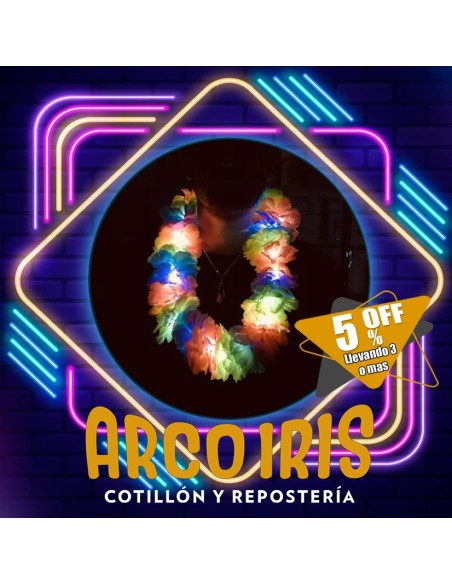 Luminoso Collar Hawaiano Multicolor Premium Xu +3-5% - Promo Por Cantidad Collar Clavel Seda Primavera