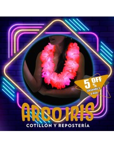 Luminoso Collar Hawaiano Rojo Premium Xu +3-5% - Promo Por Cantidad Collar Clavel Seda Primavera