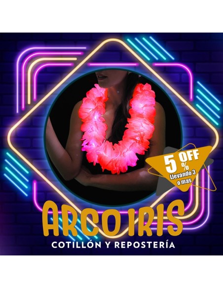 Luminoso Collar Hawaiano Rojo Premium Xu +3-5% - Promo Por Cantidad Collar Clavel Seda Primavera