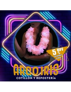 Luminoso Collar Hawaiano Rosa Bebe Premium Xu +3-5% - Promo Por Cantidad Collar Clavel Seda Primavera