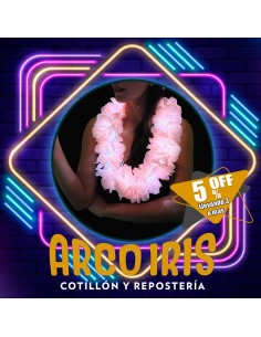 Luminoso Collar Hawaiano Salmon Premium Xu +3-5% - Promo Por Cantidad Collar Clavel Seda Primavera