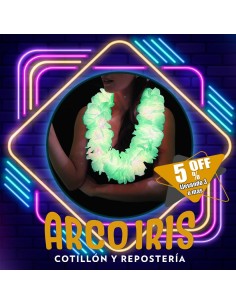 Luminoso Collar Hawaiano Verde Agua Premium Xu +3-5% - Promo Por Cantidad Collar Clavel Seda Primavera