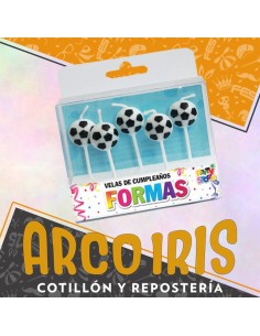 Vela Con Formas Pelota Futbol X 5 - Argentina Party Store