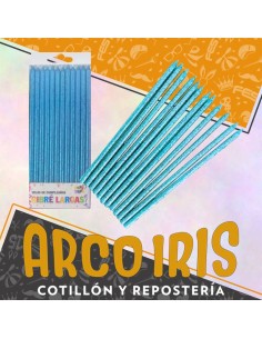 Vela Finita Gibre Larga Celeste X 12 - Party Store