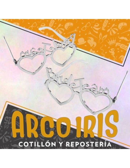 Anteojo Corazon Plateado Bride Team X 12 - Plastico Metal
