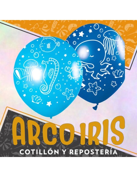 Globo Estandar 12 X 12 - Fondo Submarino Full Impresos Fondo Del Mar