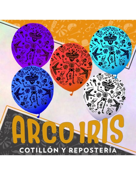 Globo Estandar 12 X 12 - Dia De Los Muertos Full Impresos