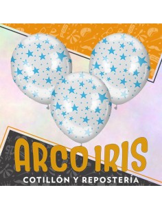 Globo Estandar Cristal 12 X 12 - Estrella Celeste Full Impresos