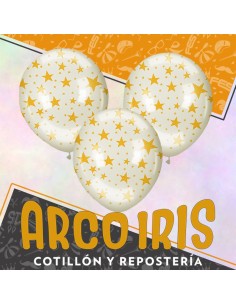 Globo Estandar Cristal 12 X 12 - Estrella Oro Full Impresos