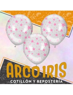 Globo Estandar Cristal 12 X 12 - Estrella Rosa Full Impresos