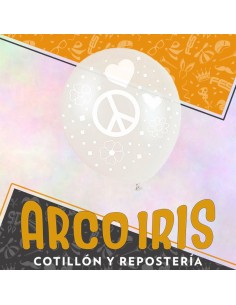 Globo Estandar Cristal 12 X 12 - Simbolo De La Paz Full Impresos