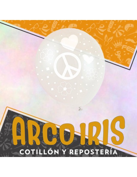 Globo Estandar Cristal 12 X 12 - Simbolo De La Paz Full Impresos