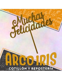 Topper Plastico Muchas Felicidades Circular Flotante