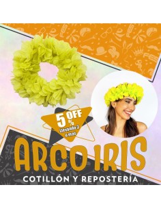 Vincha Hawaiana Premium Amarillo Xu +3-5% Promo Por Cantidad Primavera-vincha Clavel Seda-
