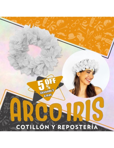 Vincha Hawaiana Premium Blanca Xu +3-5% Promo Por Cantidad Primavera-vincha Clavel Seda-