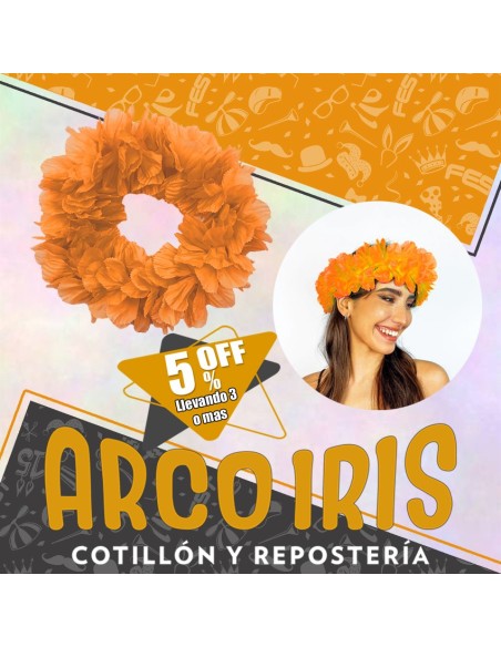 Vincha Hawaiana Premium Naranja Xu +3-5% Promo Por Cantidad Primavera-vincha Clavel Seda-