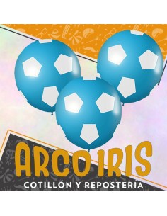 Globo Estandar Futbol Celeste Con Blanco 12 X 8 - Full Impresos Tuky Standard Pelota Mundial Argentina