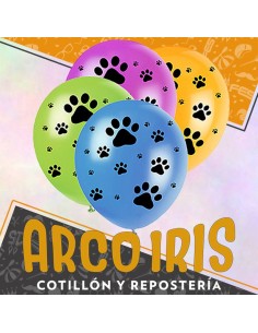 Globo Estandar Huellita Multicolor 12 X 8 - Full Impresos Tuky Standard