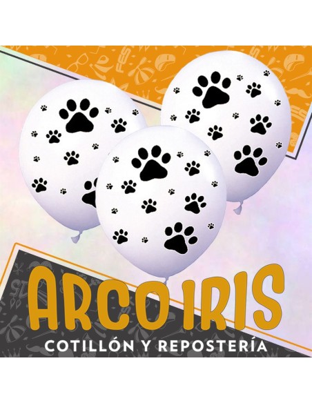 Globo Estandar Huellita Blancas 12 X 8 - Full Impresos Tuky Standard