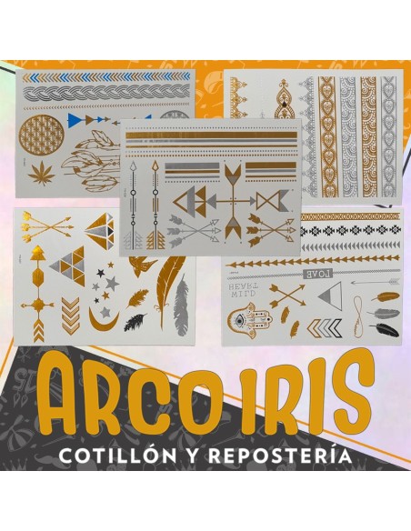 Tatuajes Hippie X 6 Planchas-tattoo -party Store-halloween-