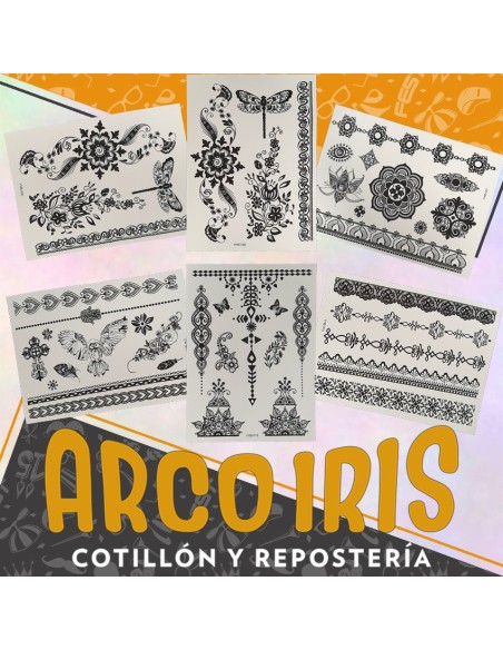 Tatuajes Negros X 6 Planchas-tattoo -party Store-halloween-