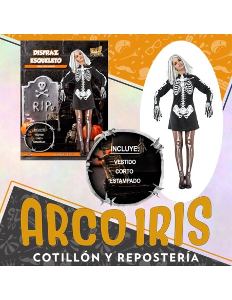Disfraz Adulto Mujer Esqueleto - Talle M Halloween Party Store