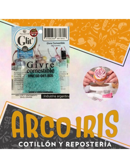 Gliter Comestible Celeste X 4 Unidades -pastelar- Pascua