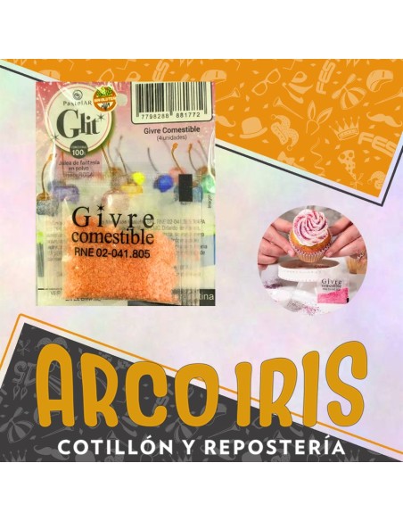 Gliter Comestible Naranja X 4 Unidades -pastelar- Pascua