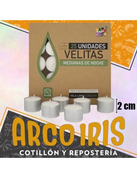 Noche Vela X 25 -velitas De Noche 2 Cm De Altura Party Store-
