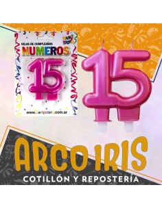 Vela 15 Anos Perlada Rosa Xu - Blister Vela Aniversario 15 Anos Party Store