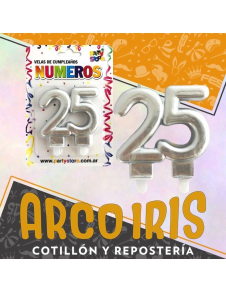 Vela 25 Anos Perlada Plateada Xu - Blister Vela Aniversario 25 Anos Party Store