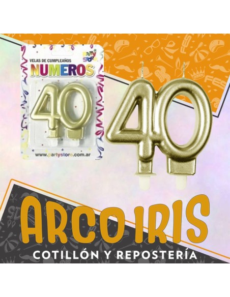 Vela 40 Anos Perlada Dorada Xu - Blister Vela Aniversario 40 Anos Party Store