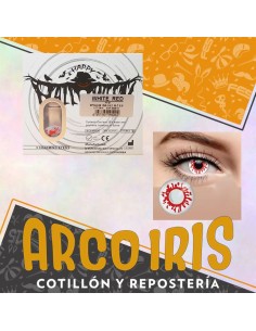 Lentes Contacto White Red - Ensangrentado Halloween Blanco Y Rojo