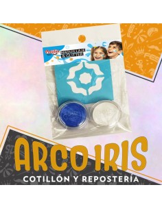 Maquillaje Set Argetina 2 Acuarelas + Stencil Escarapela Autoadeshivo Blanco-celeste Artistico Halloween Mundial Pintafan
