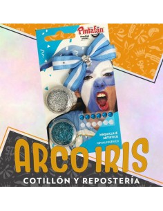 Kit Mini Argentina Brilla Sin Limites - 2 Acuarelas Glitter + Mono + Strass Cleste-blanco Patrio Halloween