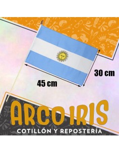 Bandera Tela 30 X 45 Cm Xu - Con Palito Y Sol Patrio Mundial Argentina