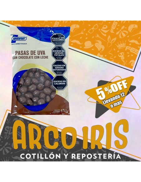 Pasas De Uvas Con Chocolate X 120g +12-5% (caja) Con Cobertura De Chocolate Con Leche - Argenfrut