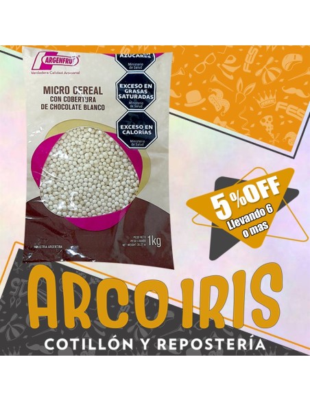 Micro Cereal Con Cobertura Chocolate Blanco X Kg +6-5% (caja) Argenfrut