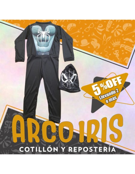 Disfraz Enterito Arana Negro +2-5% Talle 4 - Promo Por Cantidad Spiderman Hombre Arana Halloween